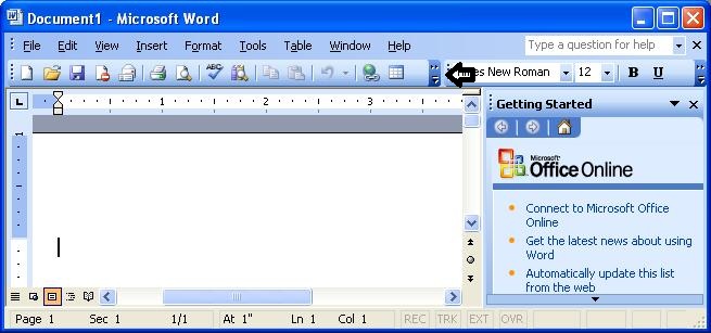 Word 2003 Standard Toolbar
