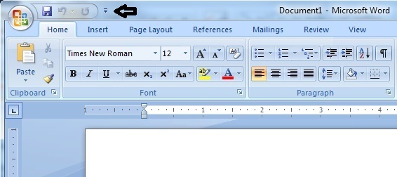 Word 2007 Quick Access Toolbar