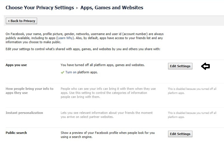 Privacy Settings - Apps 2