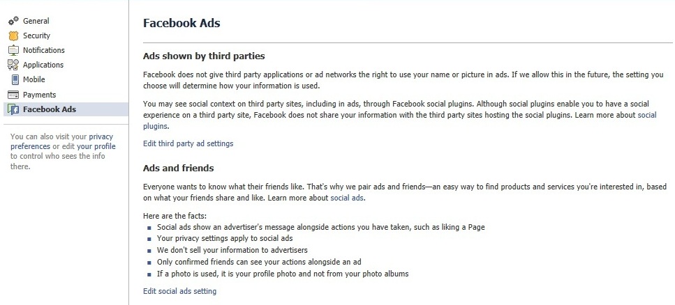 Edit Settings for Apps - Facebook Ads