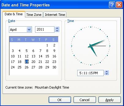 Windows XP Calendar
