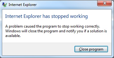 Internet Explorer Stopped Working