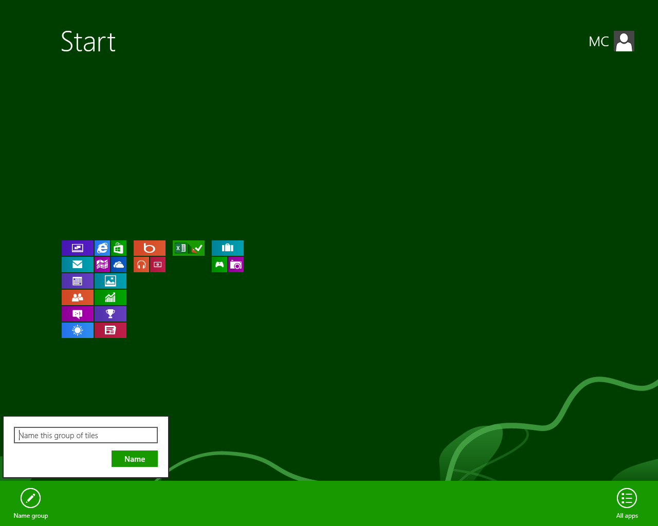 Windows 8 Start Screen Name textbox