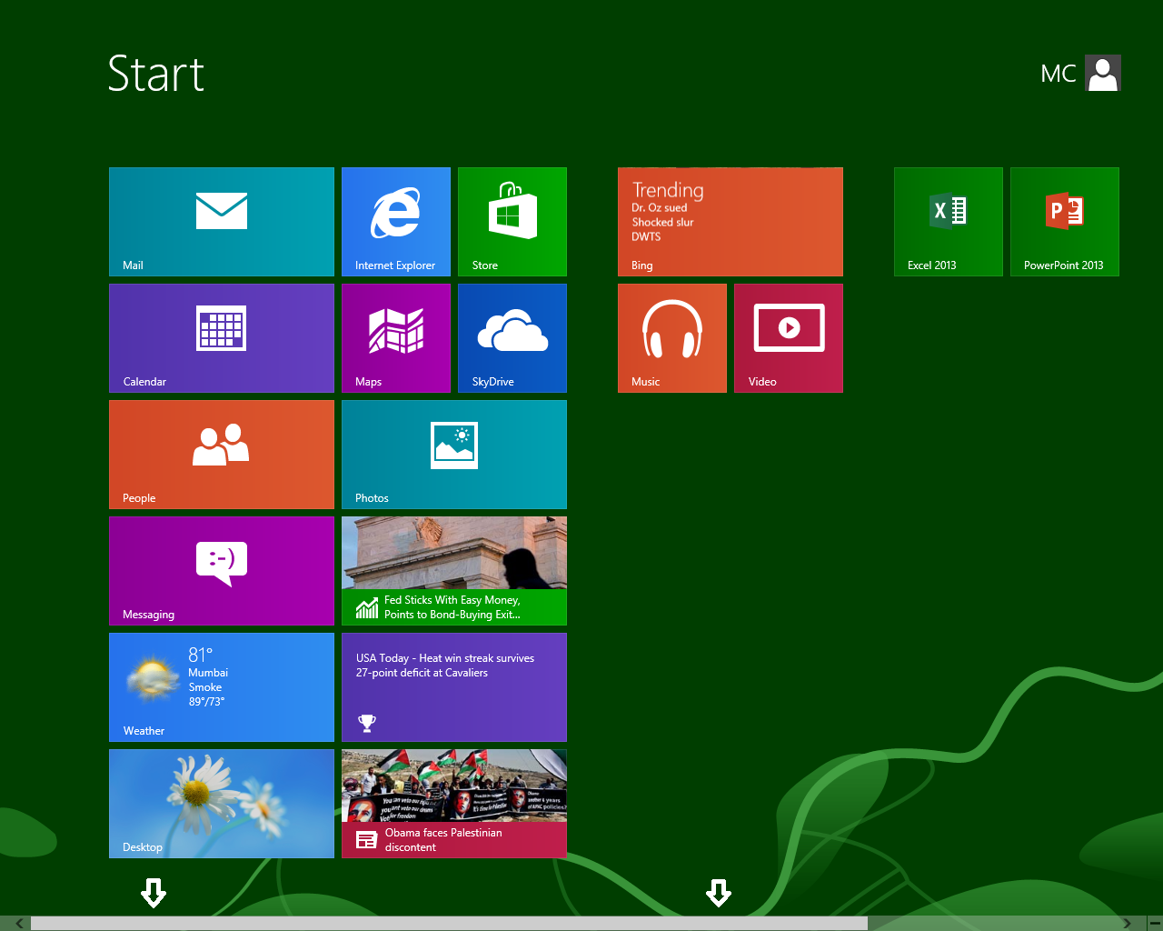 Windows 8 Start Screen-Scroll Bar