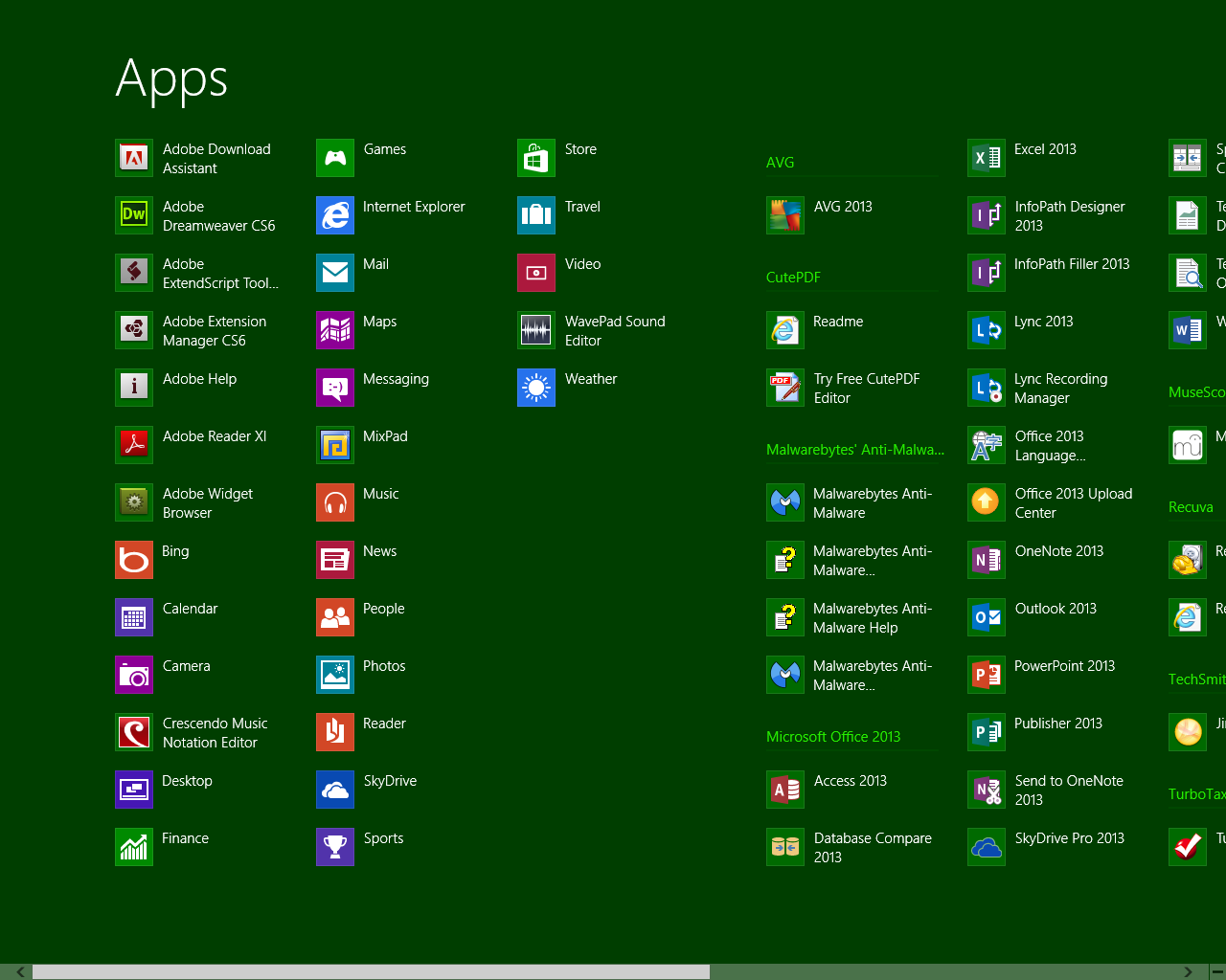 Start Screen - All Apps