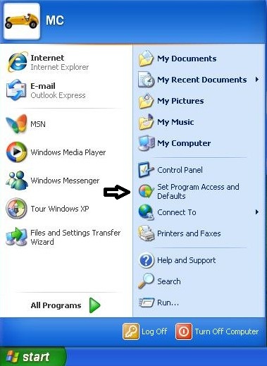 setting default internet browser in windows xp